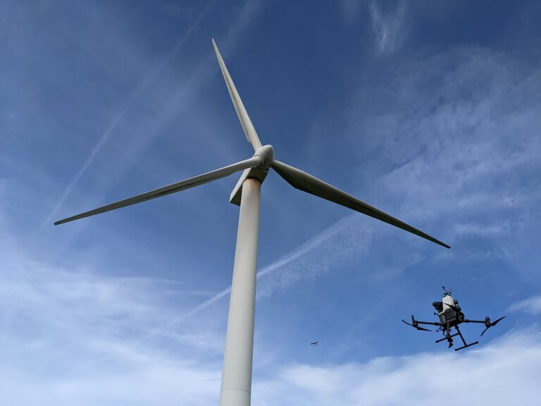 Perceptual Robotics DOT autonomous drone launch April 2022_in flight image renewables pr agency Pier